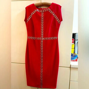 COLLEEN LOPEZ evening, party , holiday midi dress rivets Size XS RED